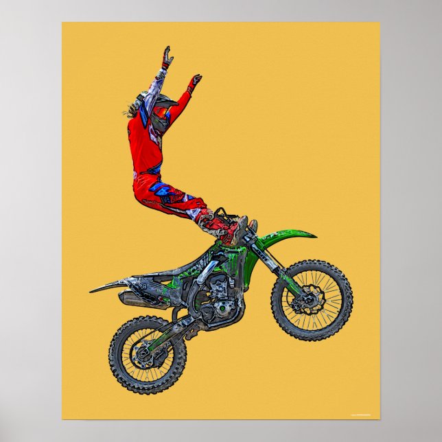 Cool Motocross Extreme Freestyle Stunt Art 4 Poster (Front)