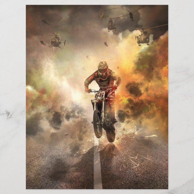 Cool Motocross Scrapbooking Cardstock (Front)