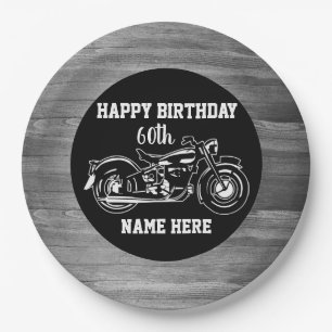 Cool Motorcycle Birthday Name Age Men's Paper Plates