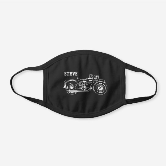Cool Motorcycle Black Name Men's Black Cotton Face Mask (Front)