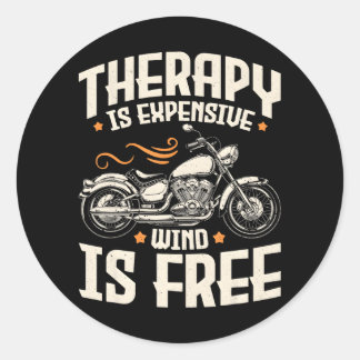 Cool Motorcycle Rider Men Therapy Motorcycle Classic Round Sticker