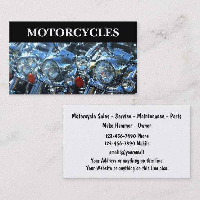 Cool Motorcycles Theme Business Cards (Front/Back)