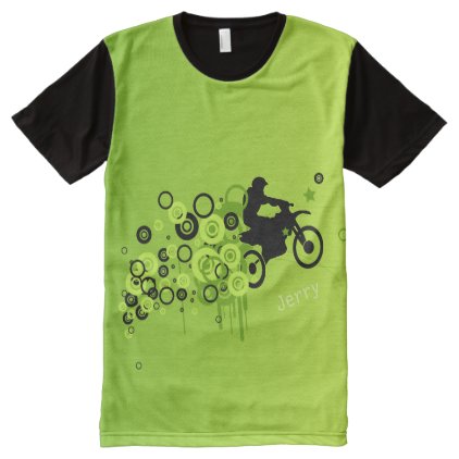 Cool Motorcyclist | Green All-Over-Print T-Shirt
