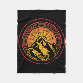 Cool Mountain Biking Tire Spokes Sunset Tread Bike Fleece Blanket