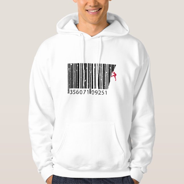 Cool Mountain Climber Man Colorful Barcode Hoodie (Front)