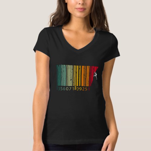 Cool Mountain Climber Man Colorful Barcode T_Shirt