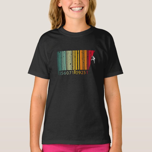 Cool Mountain Climber Man Colorful Barcode T-Shirt (Front)