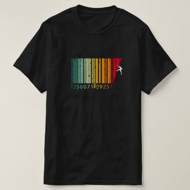 Cool Mountain Climber Man Colorful Barcode T-Shirt (Design Front)