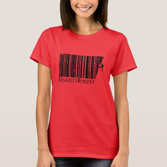 Cool Mountain Climber Man Colorful Barcode T-Shirt (Front)