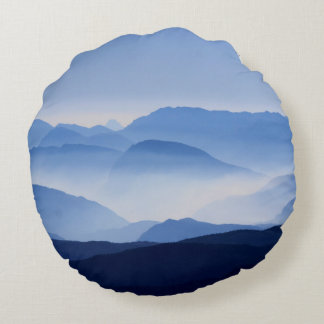 Cool Mountain Pass Round Pillow
