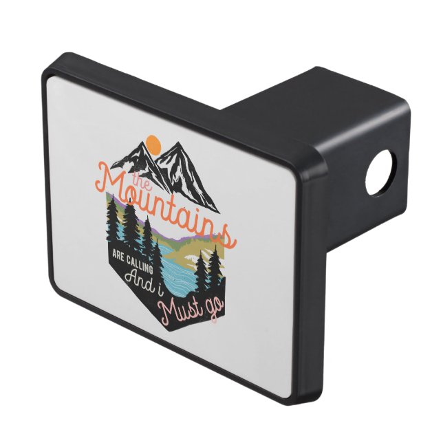 cool mountains calling word art hitch cover (Top Right)