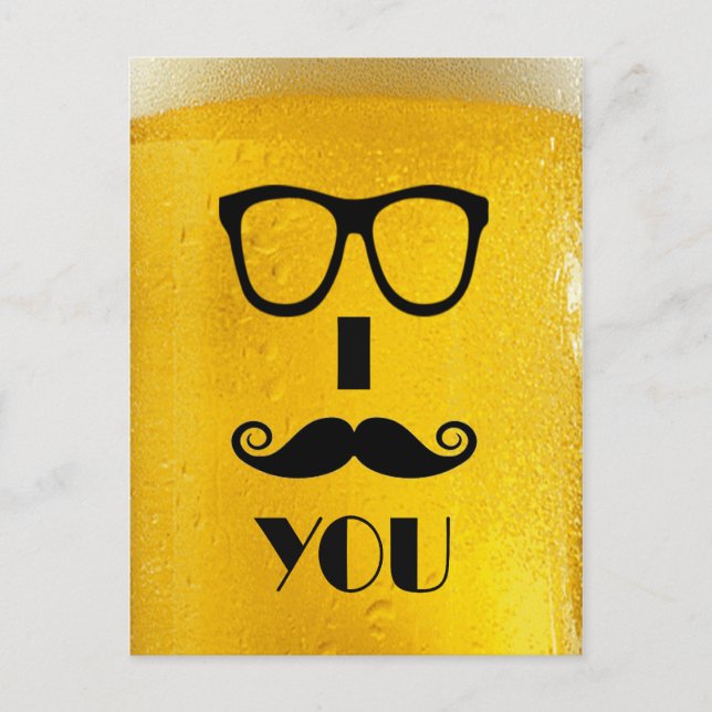 cool moustache on a beer effect image postcard (Front)