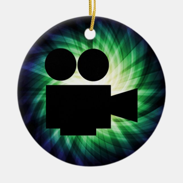 Cool Movie Camera; Video Film Ceramic Ornament (Front)