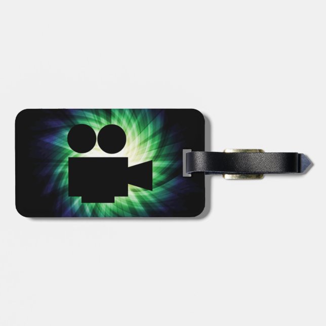 Cool Movie Camera; Video Film Luggage Tag (Back Horizontal)
