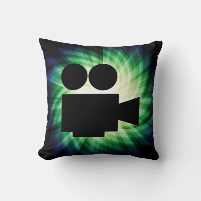 Cool Movie Camera; Video Film Throw Pillow (Front)