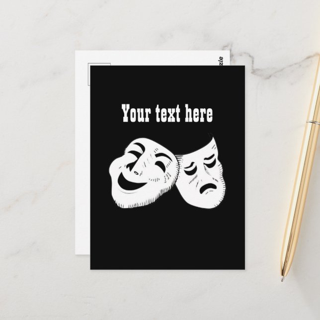 Cool movie masks customizable postcard (Front/Back In Situ)