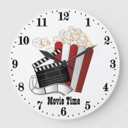 cool movie theater time popcorn  large clock