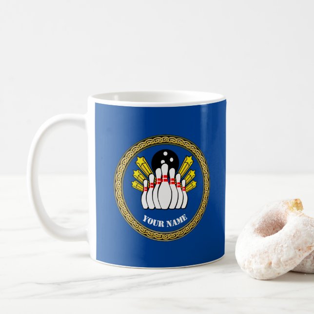 COOL! Mug-Bowling- Custom Bowler - Add Name Coffee Mug (With Donut)