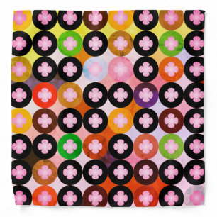 Cool Multi Colored Circles & Pink Clovers Bandana