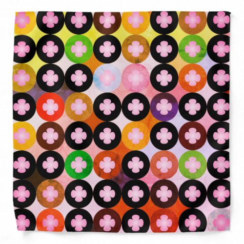 Cool Multi Colored Circles  Pink Clovers Bandana