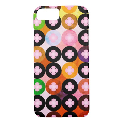 Cool Multi Colored Circles  Pink Clovers iPhone 87 Case