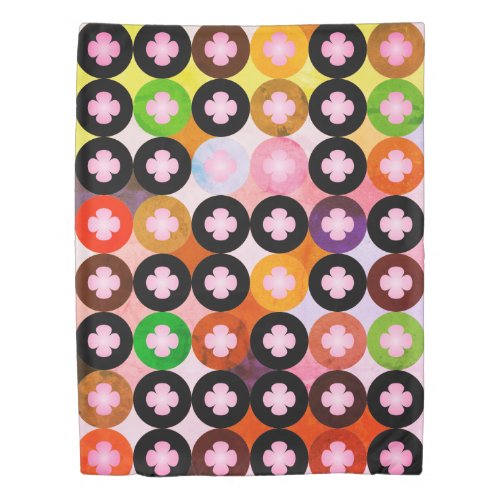 Cool Multi Colored Circles  Pink Clovers Duvet Cover