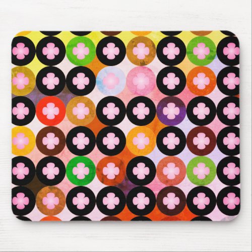 Cool Multi Colored Circles  Pink Clovers Mouse Pad