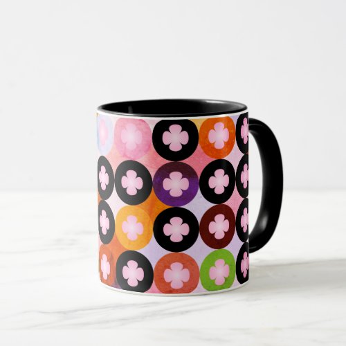 Cool Multi Colored Circles  Pink Clovers Mug