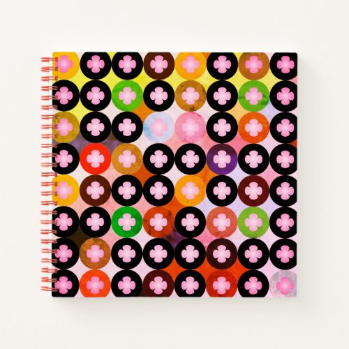 Cool Multi Colored Circles  Pink Clovers Notebook