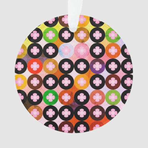 Cool Multi Colored Circles  Pink Clovers Ornament