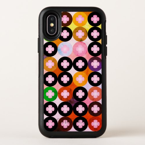 Cool Multi Colored Circles  Pink Clovers OtterBox Symmetry iPhone X Case