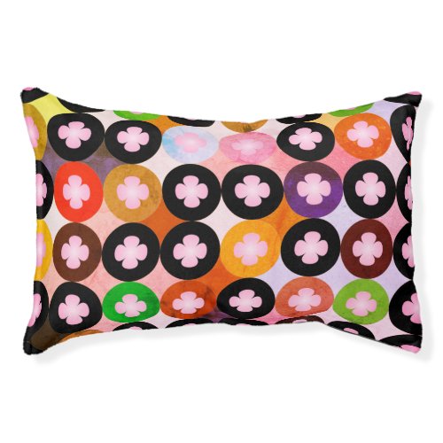 Cool Multi Colored Circles  Pink Clovers Pet Bed