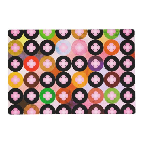 Cool Multi Colored Circles  Pink Clovers Placemat