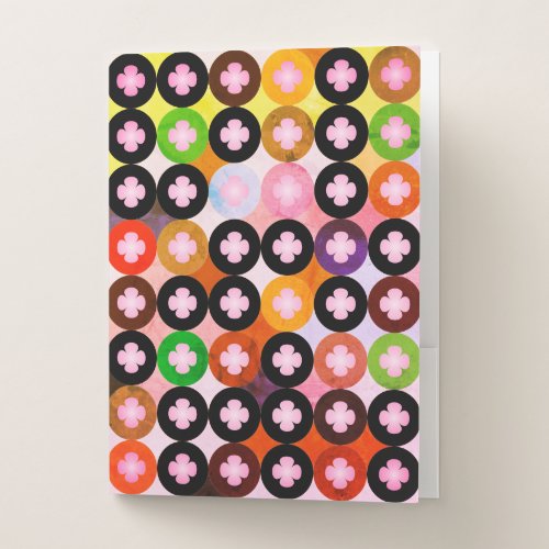 Cool Multi Colored Circles  Pink Clovers Pocket Folder