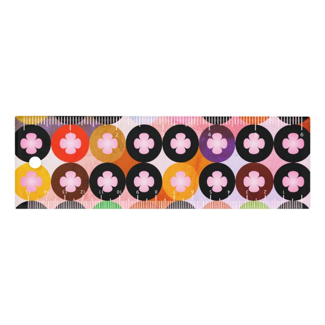 Cool Multi Colored Circles & Pink Clovers Ruler (Front)