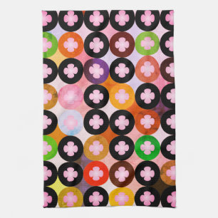 Cool Multi Colored Circles & Pink Clovers Towel