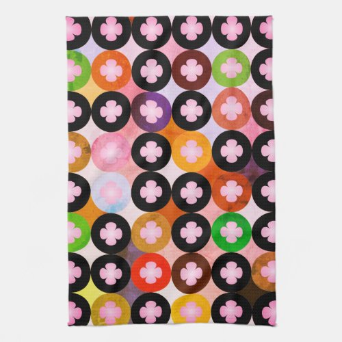 Cool Multi Colored Circles  Pink Clovers Towel