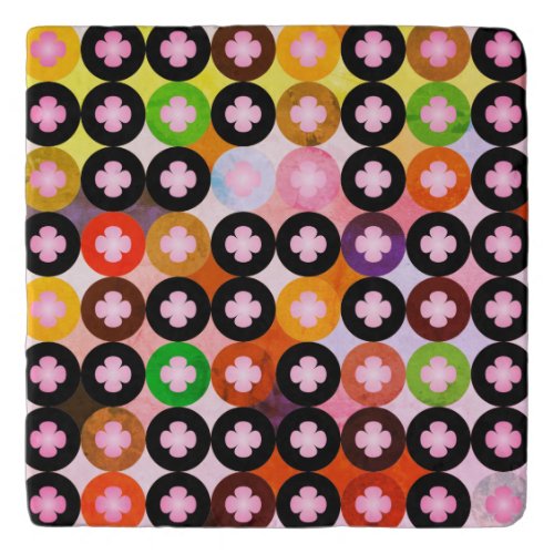 Cool Multi Colored Circles  Pink Clovers Trivet
