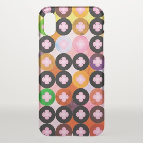 Cool Multi Colored Circles  Pink Clovers iPhone X Case