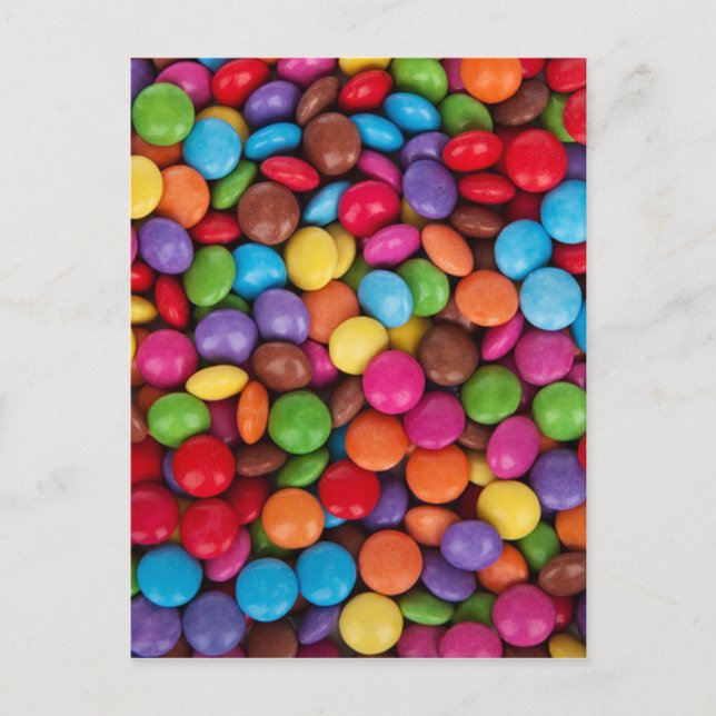 cool multi coloured chocolate buttons postcard (Front)