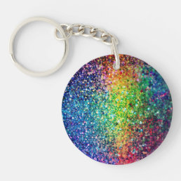 Cool Multicolor Retro Glitter &amp; Sparkles Pattern 2 Keychain