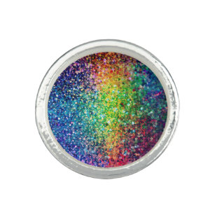 Cool Multicolor Retro Glitter & Sparkles Pattern 2 Ring