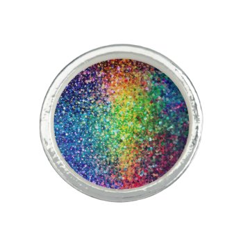 Cool Multicolor Retro Glitter & Sparkles Pattern 2 Ring by artOnWear at Zazzle