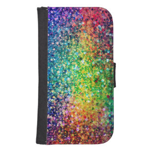 Cool Multicolor Retro Glitter & Sparkles Pattern 2 Galaxy S4 Wallet Case