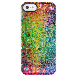 Cool Multicolor Retro Glitter &amp; Sparkles Pattern 2 Clear iPhone SE/5/5s Case