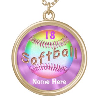 Cool Multicolored Personalized Softball Necklaces