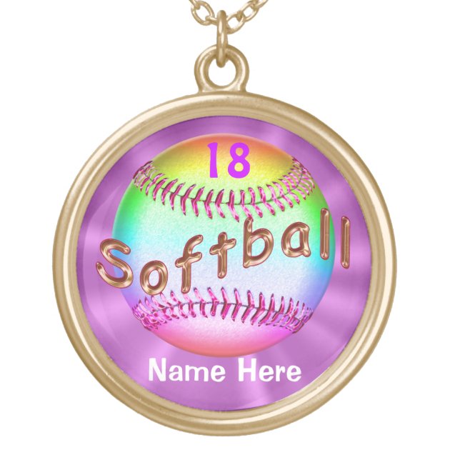 Sports Charms Certified 14k White Gold Personalized Baseball/Softball  Necklace with Your Name and Number, 16