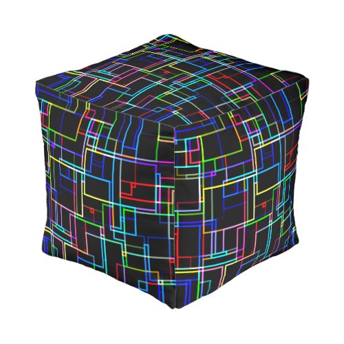 COOL Multicolored Striped Pattern Pouf