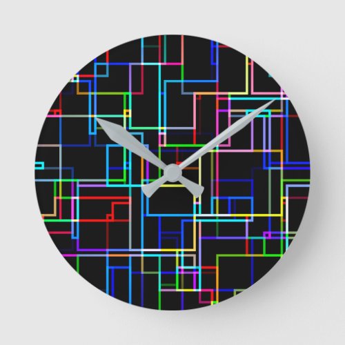 COOL Multicolored Striped Pattern Round Clock