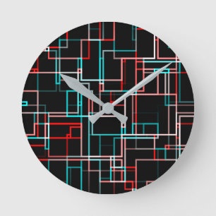 COOL Multicolored Striped Pattern Round Clock